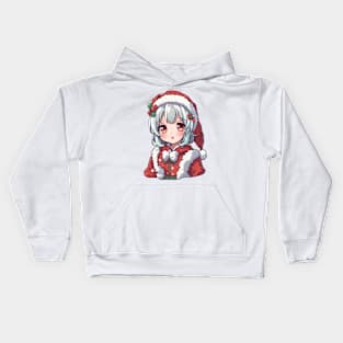 Cute christmas anime girl Kids Hoodie